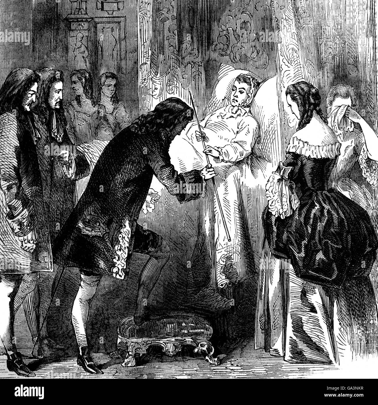 Queen Anne on her DeathBed in 1714 delivering the White Staff to the