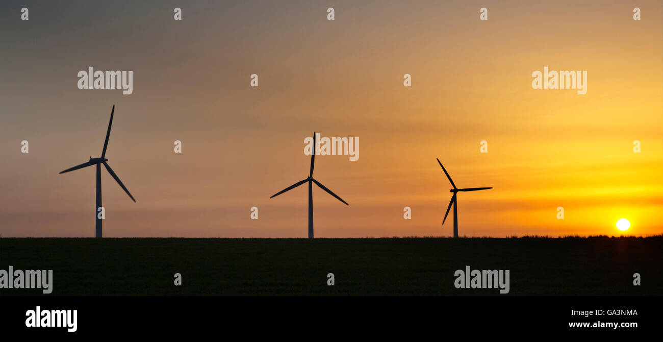 Wind Farm at Dawn Nr Swindon, Wiltshire Stock Photo