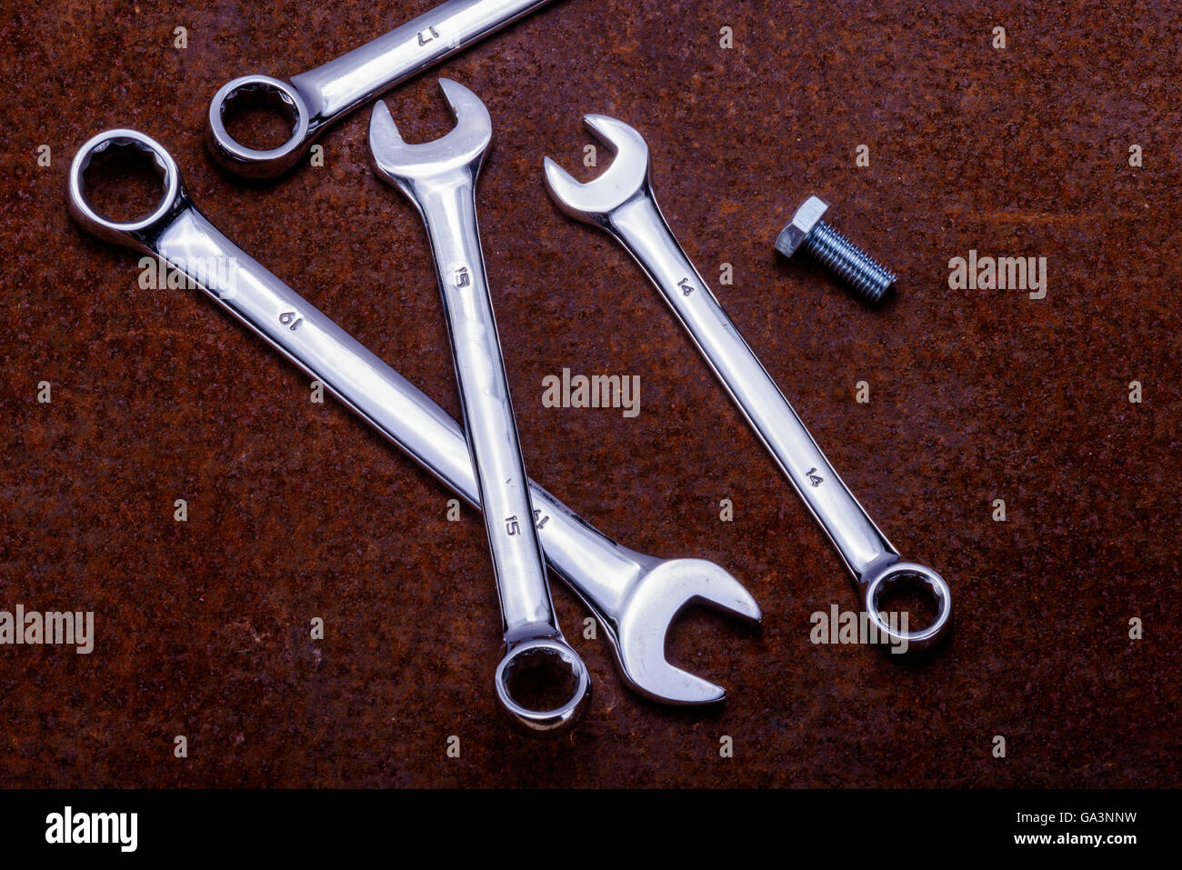 Set Of Open-ended Spanners Stock Photo