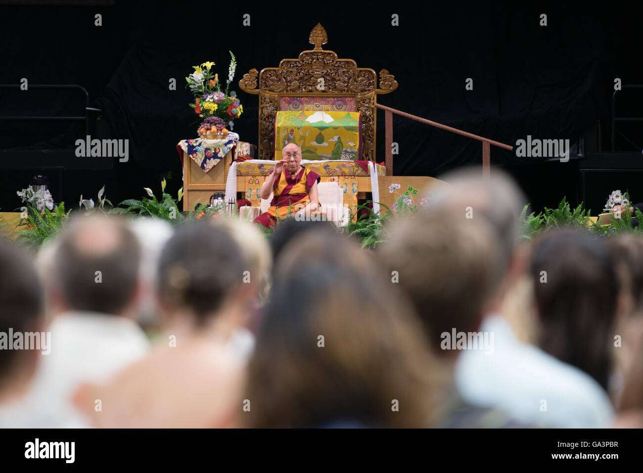 His Holiness the 14th Dalai Lama visits the University of Colorado in Boulder, Colorado Stock Photo