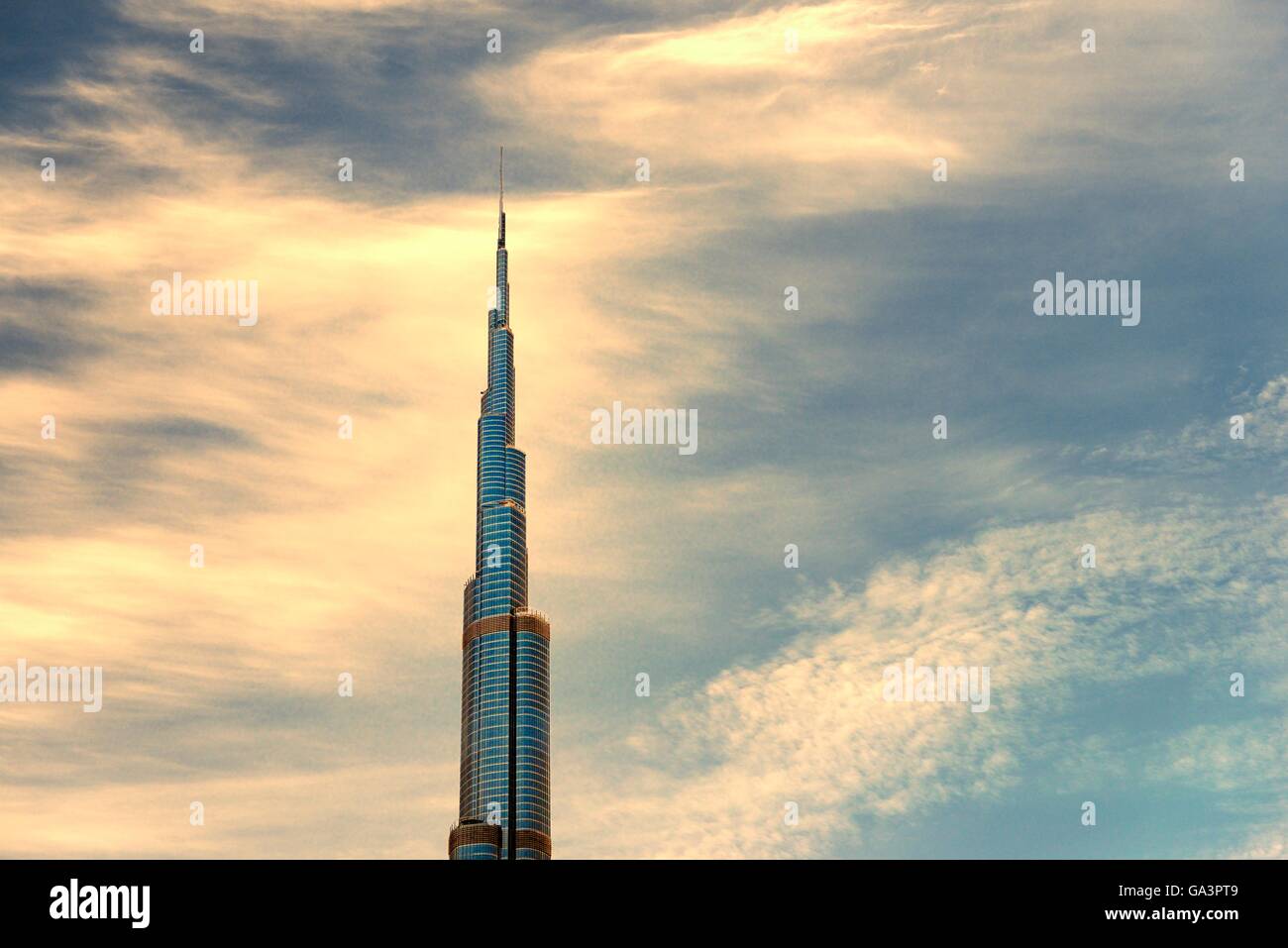 The Burj Khalifa aka Khalifa Tower, Burj Dubai. City of Dubai, United Arab Emirates. World’s tallest building Stock Photo