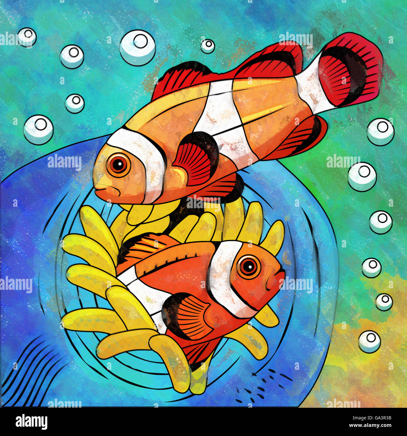 Colorful Aquarium Fishes Stock Photo