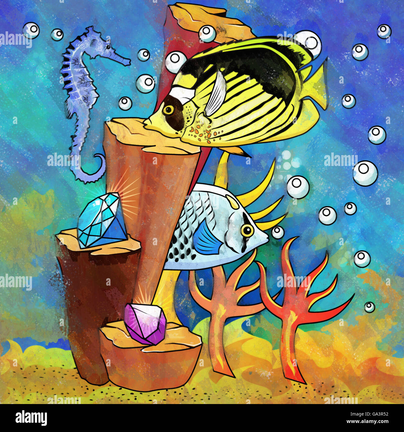 Colorful Aquarium Fishes Stock Photo