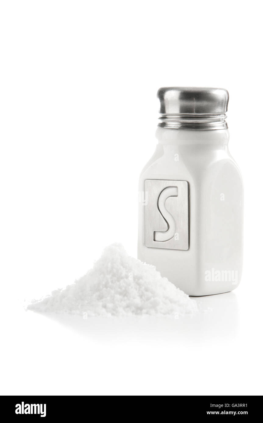 Salt Shaker & Salt Pile Isolated on White Background Stock Photo Alamy