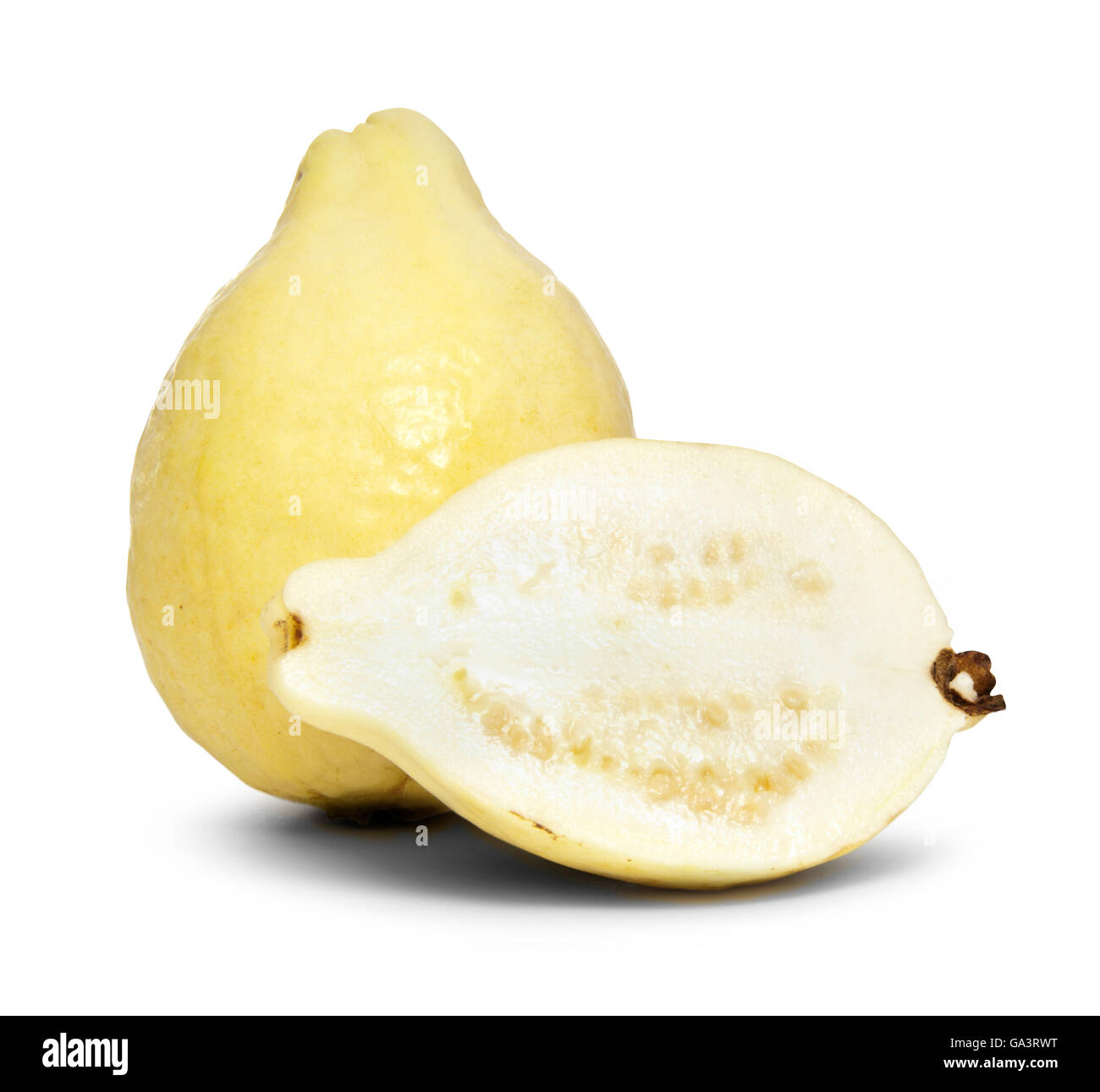 Guava Fruit And A Half Isolated on White Background Stock Photo