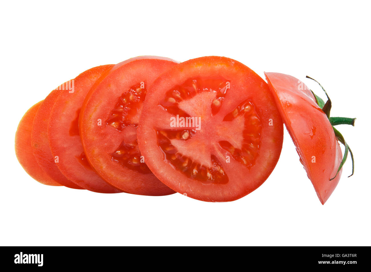 Fresh Sliced Tomato Fruit Isolated on White Background Stock Photo Alamy