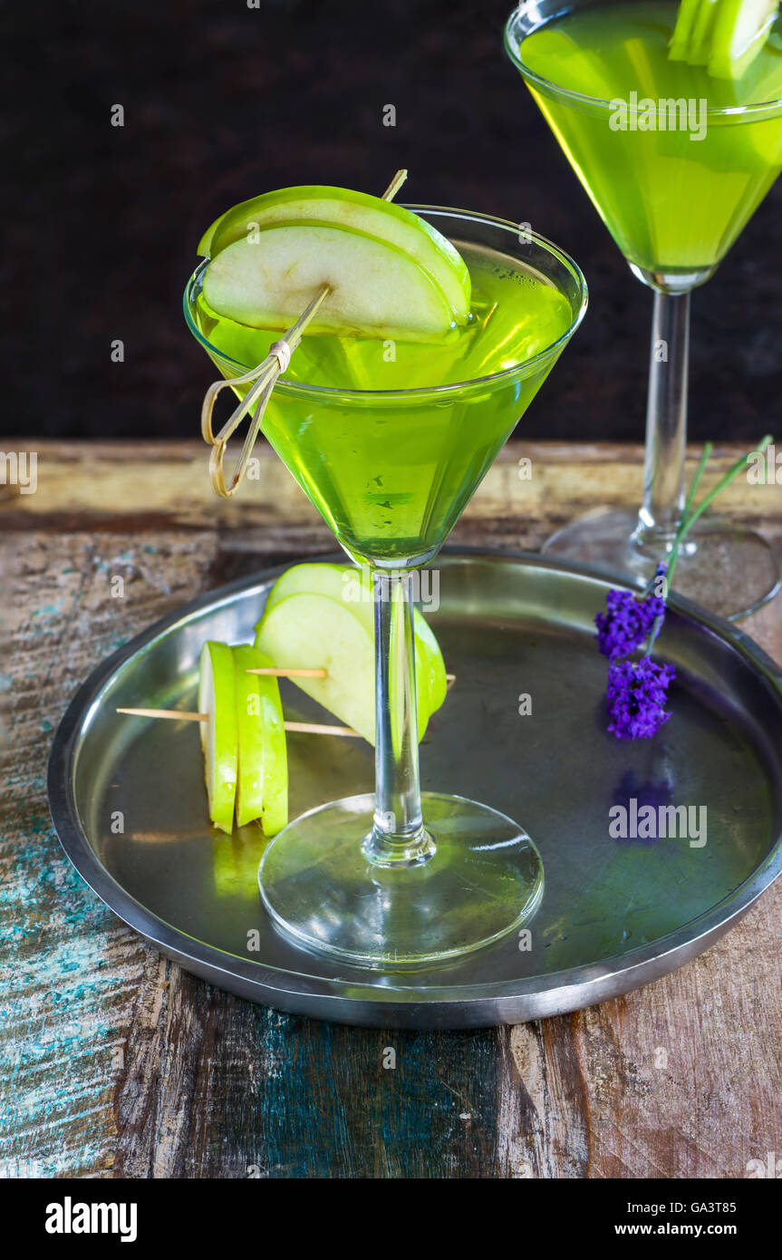 Green tequila and Sour Apple cocktail Stock Photo Alamy