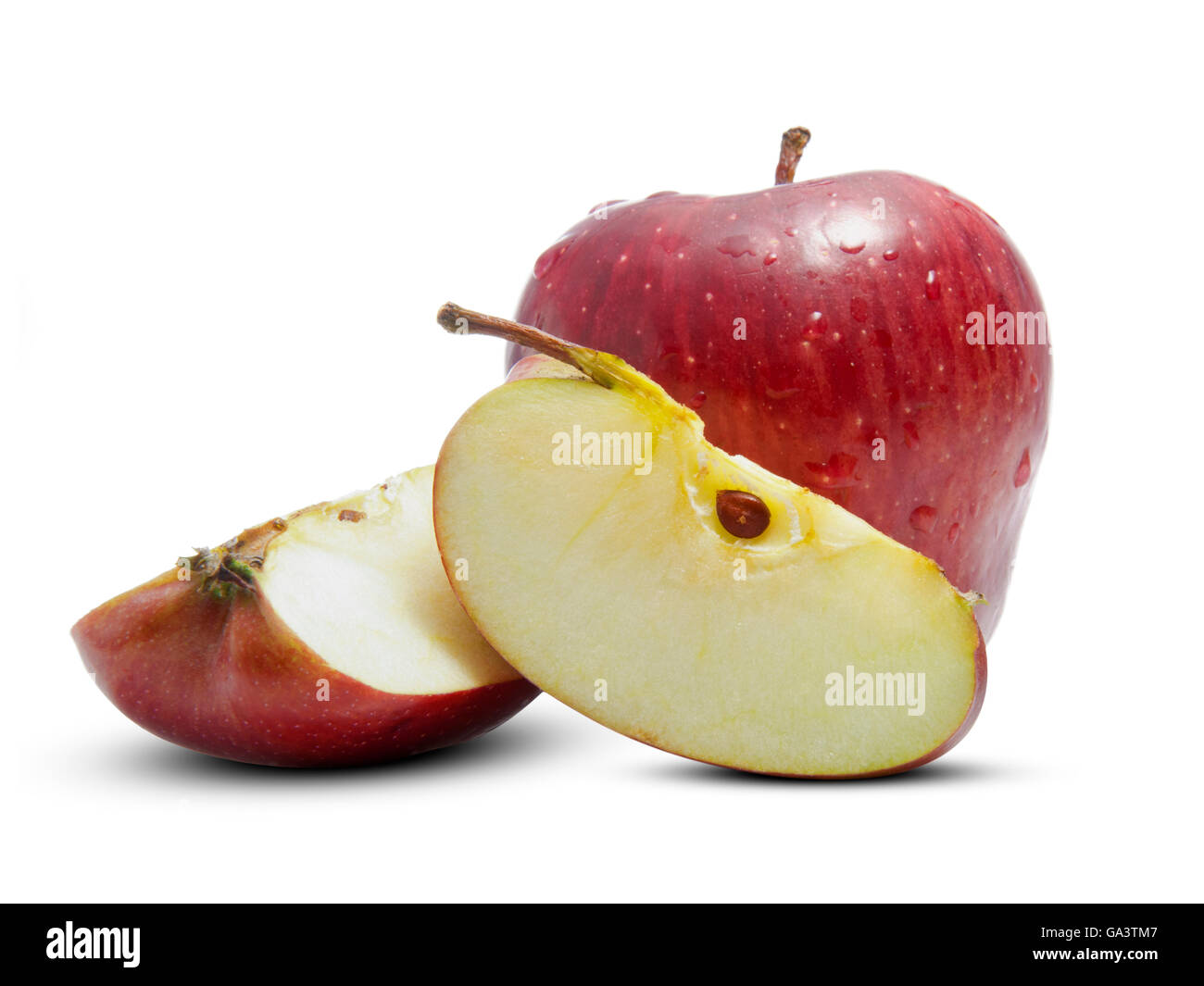 Full & Sliced Apple Isolated on White Background Stock Photo