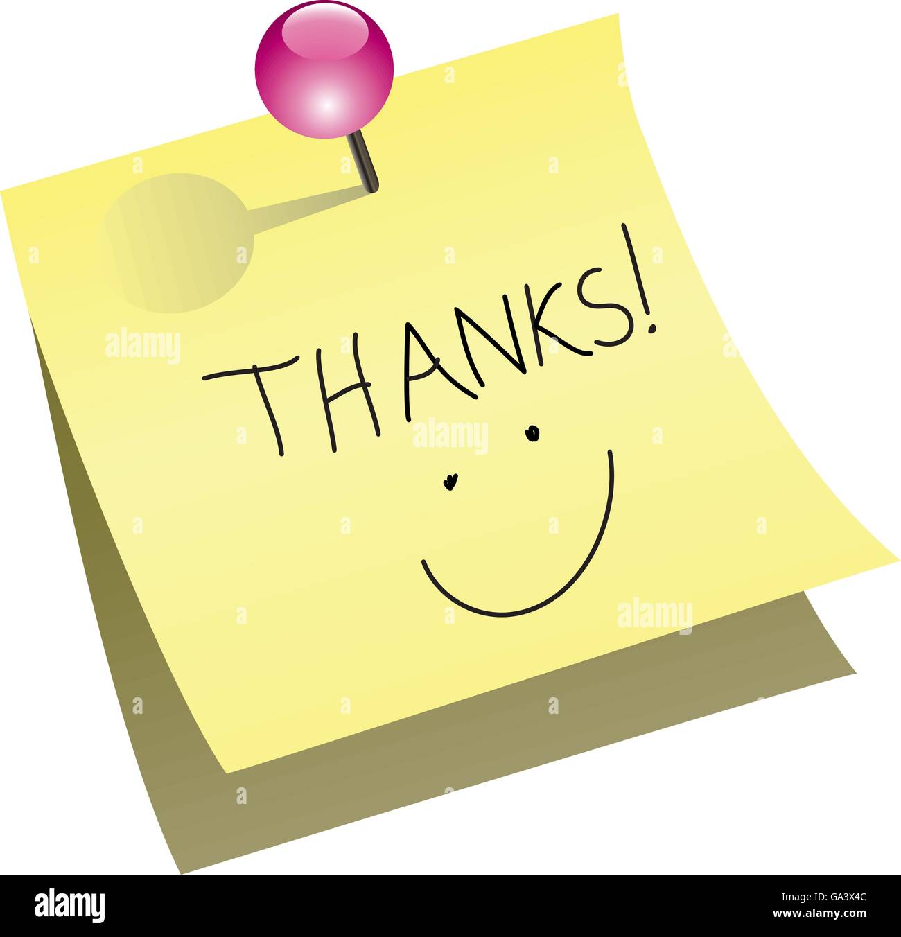 vector yellow paper note with push pin Stock Vector Image & Art Alamy