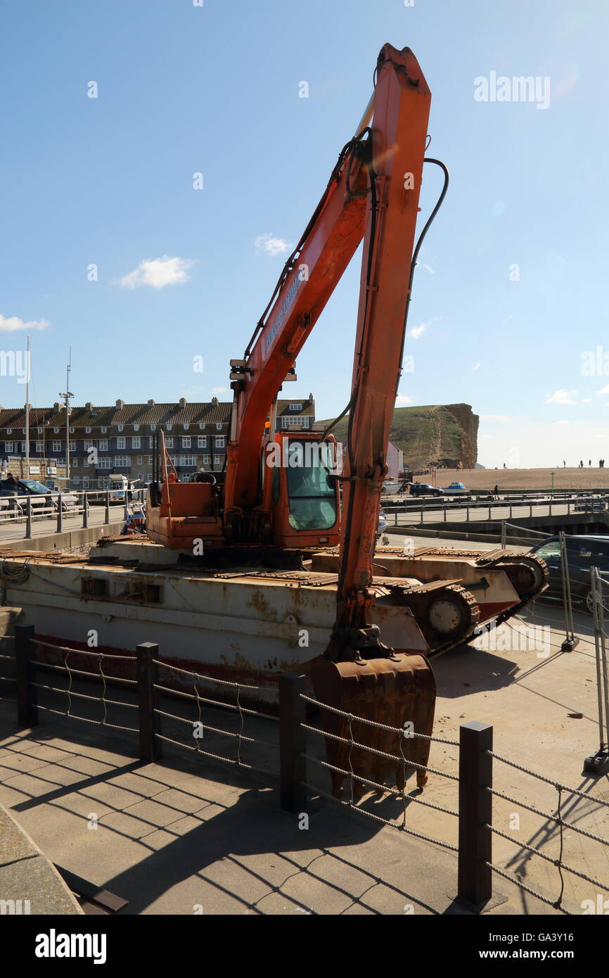 Mechanical digger,West Bay,Dorset,UK Stock Photo Alamy