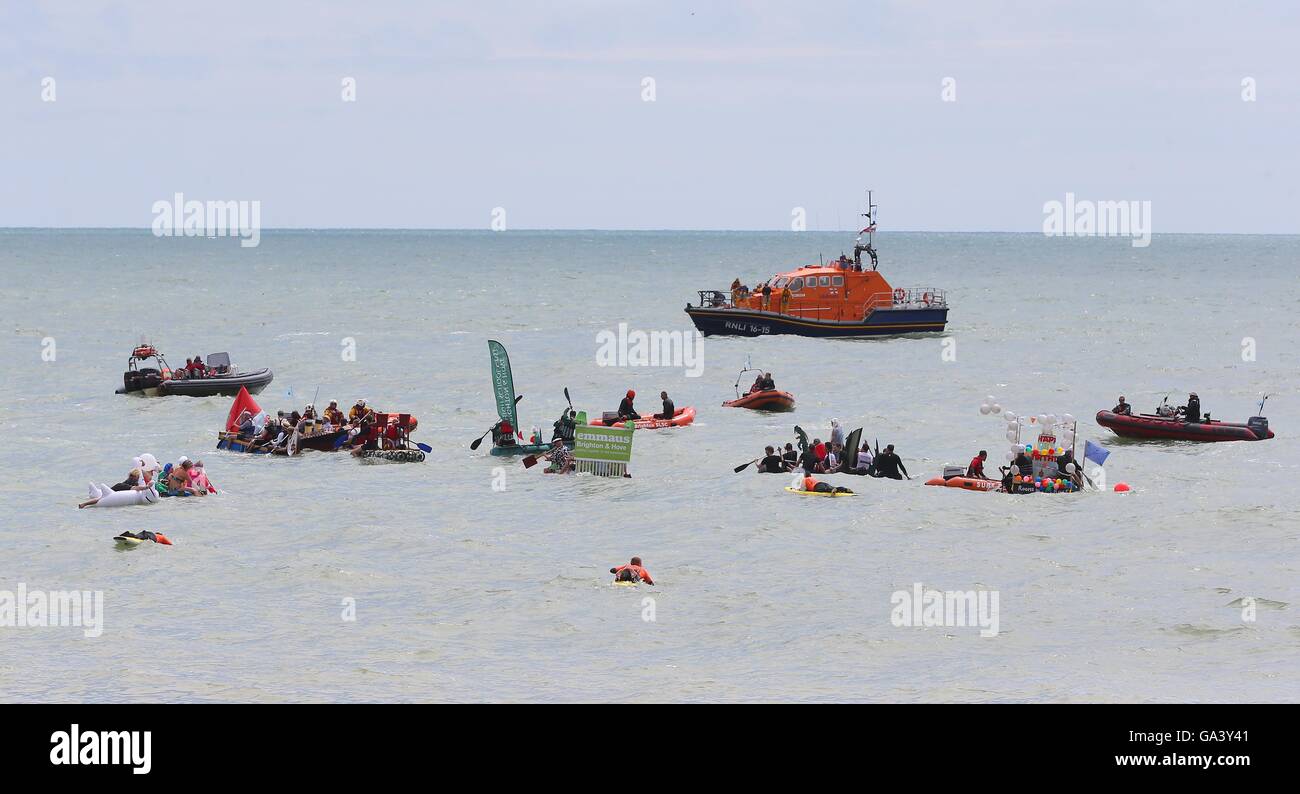 'Paddle something unusual' race during the Paddle round the Pier Festival Brighton. Stock Photo