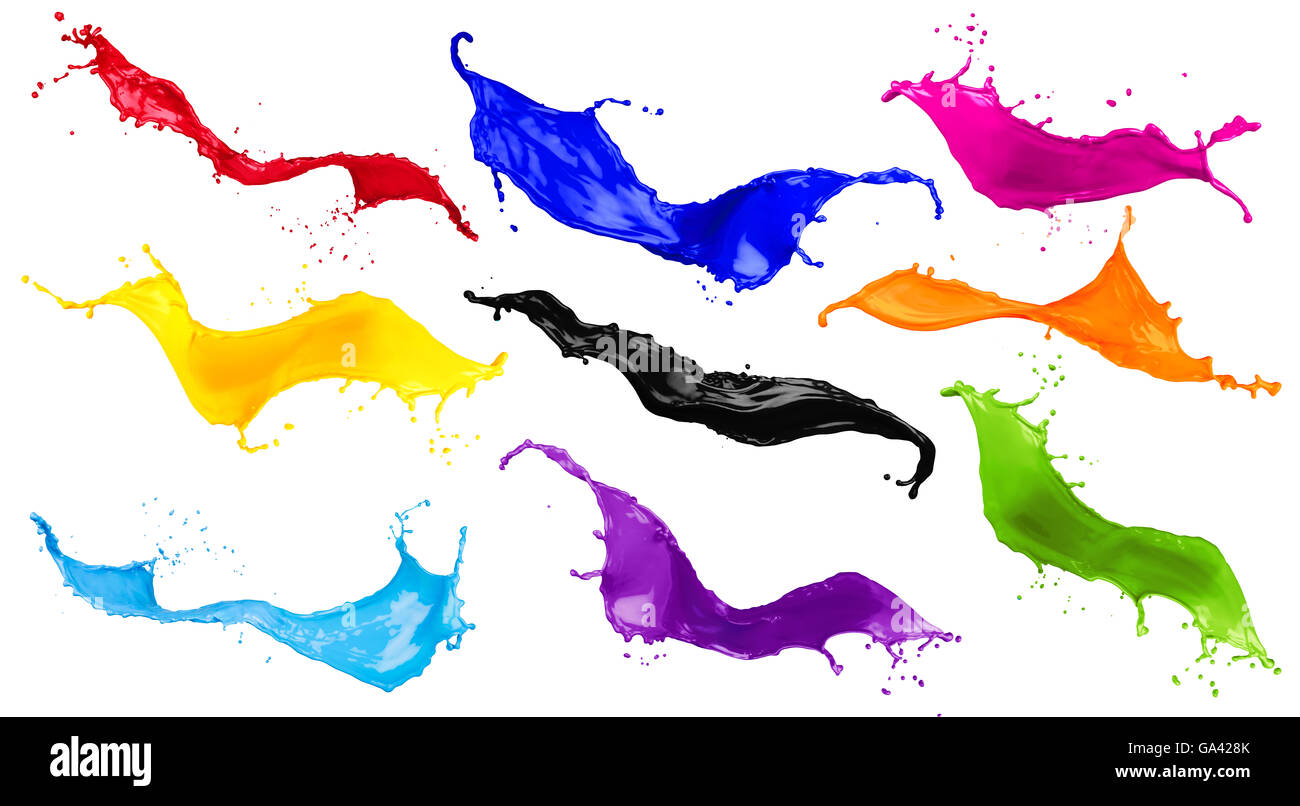 abstract color splash set isolated on white background Stock Photo