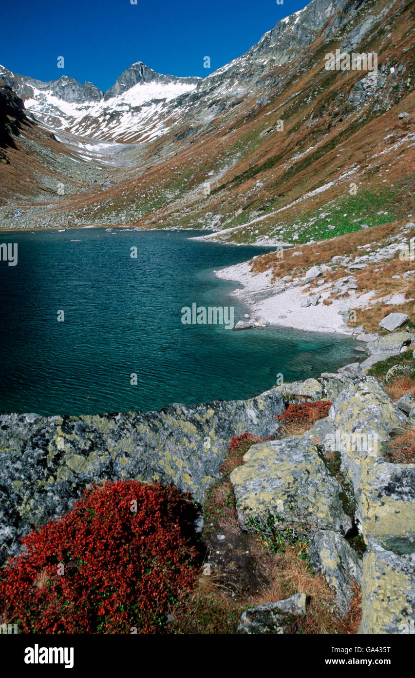 Mountain Lake in autumn, Austria / Dorfer See, 1935 m Stock Photo