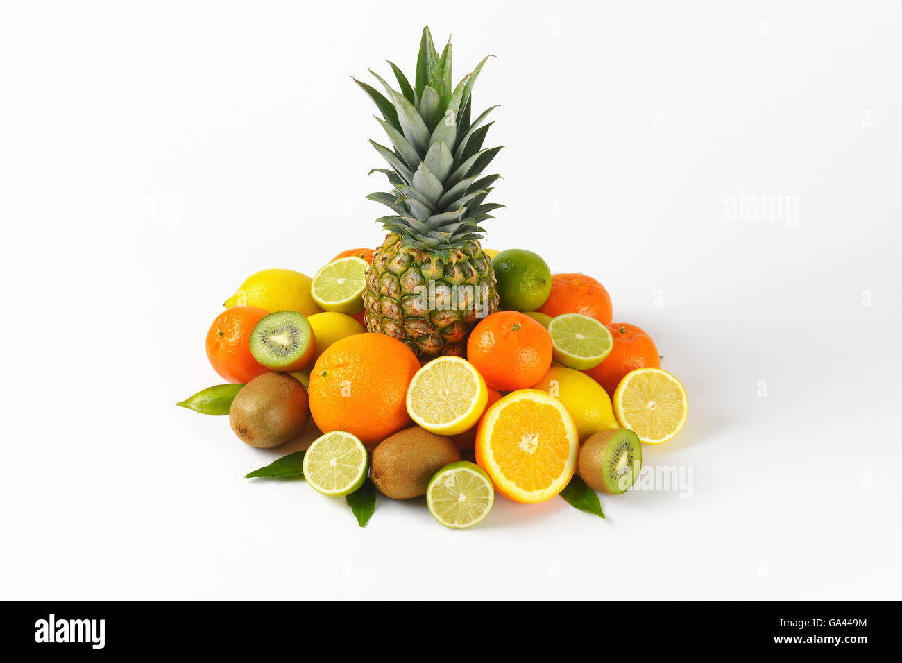 heap of fresh tropical fruit on white background Stock Photo Alamy
