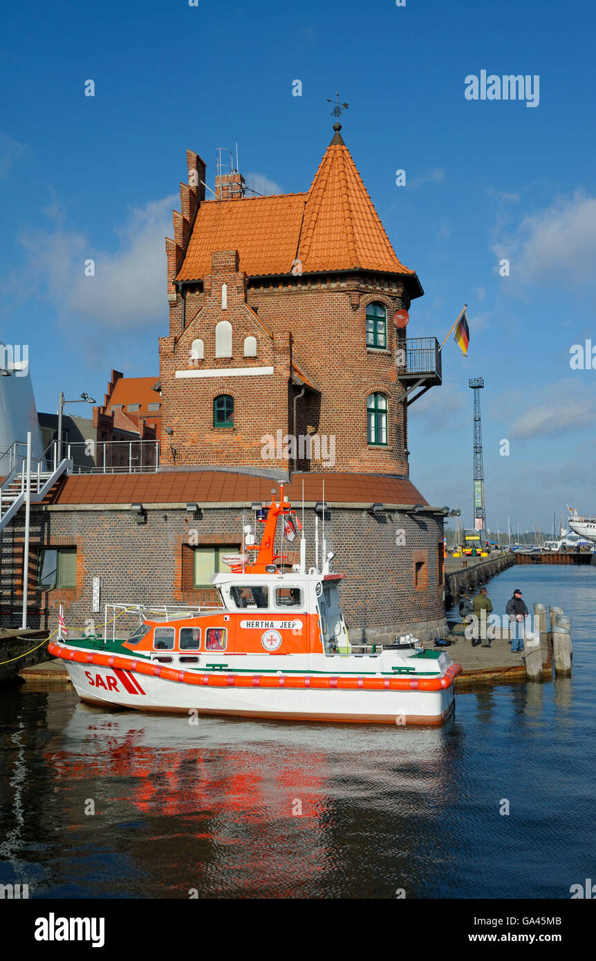 Pilot's house, Stralsund, harbor, Germany Stock Photo