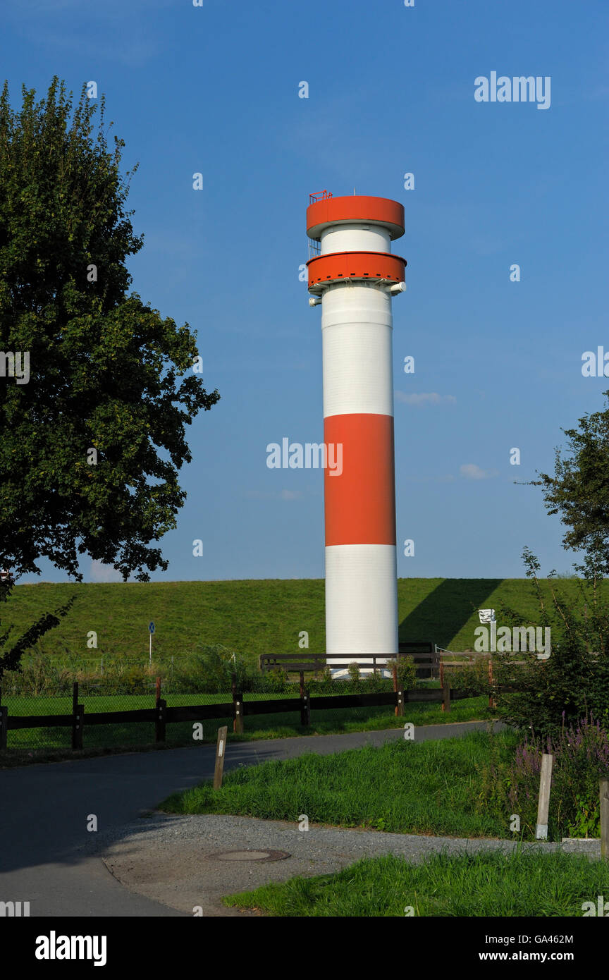 Peninsula Krautsand, navigational light, Kehdinger Land, Germany Stock Photo