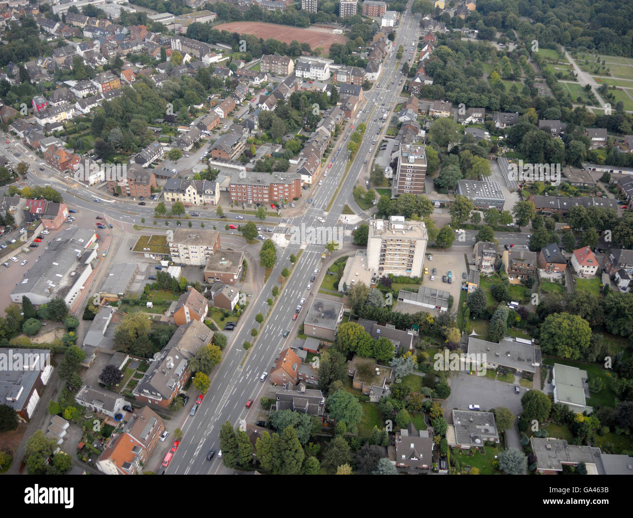 View from balloon, Bottrop, Germany Stock Photo