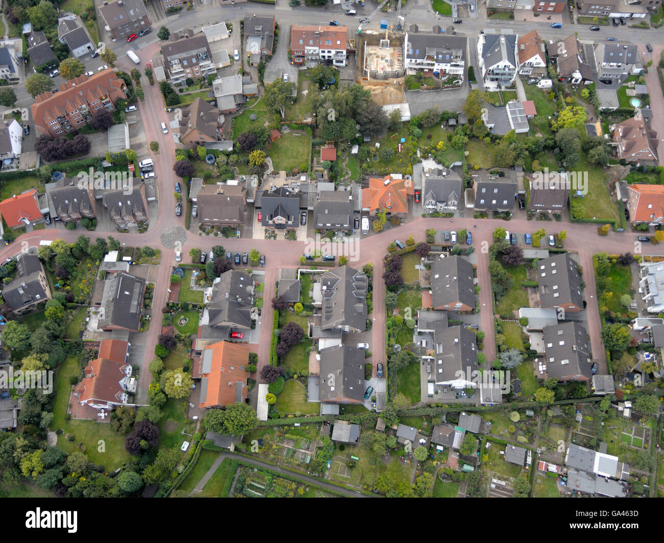 View from balloon, Bottrop, Germany Stock Photo