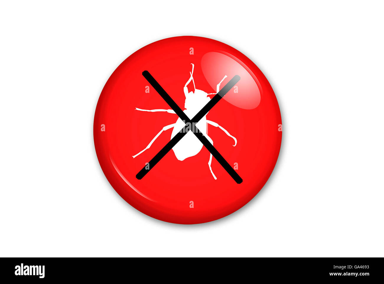 button with symbol of stopping software bugs Stock Photo