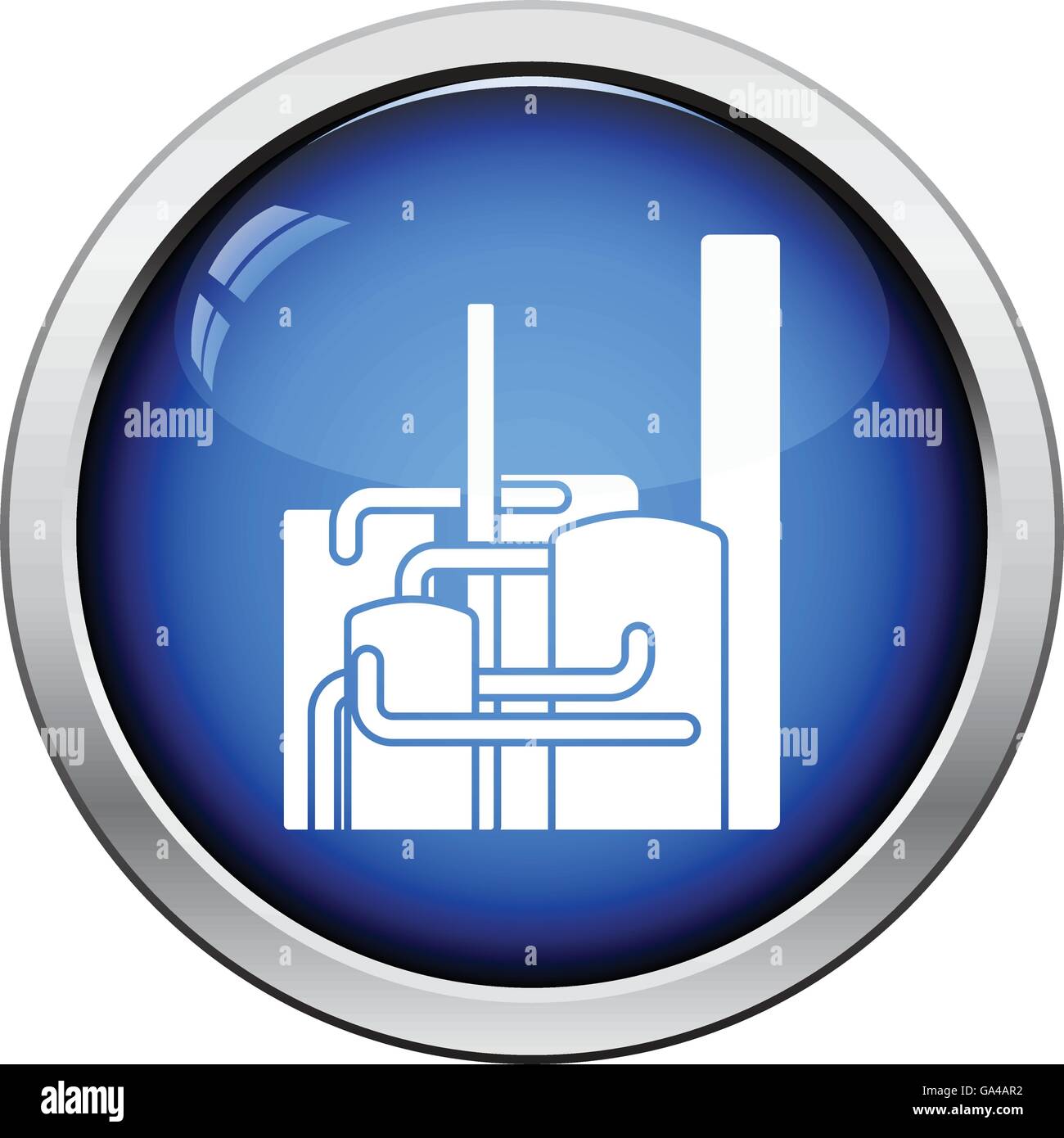 Chemical plant icon. Glossy button design. Vector illustration Stock ...