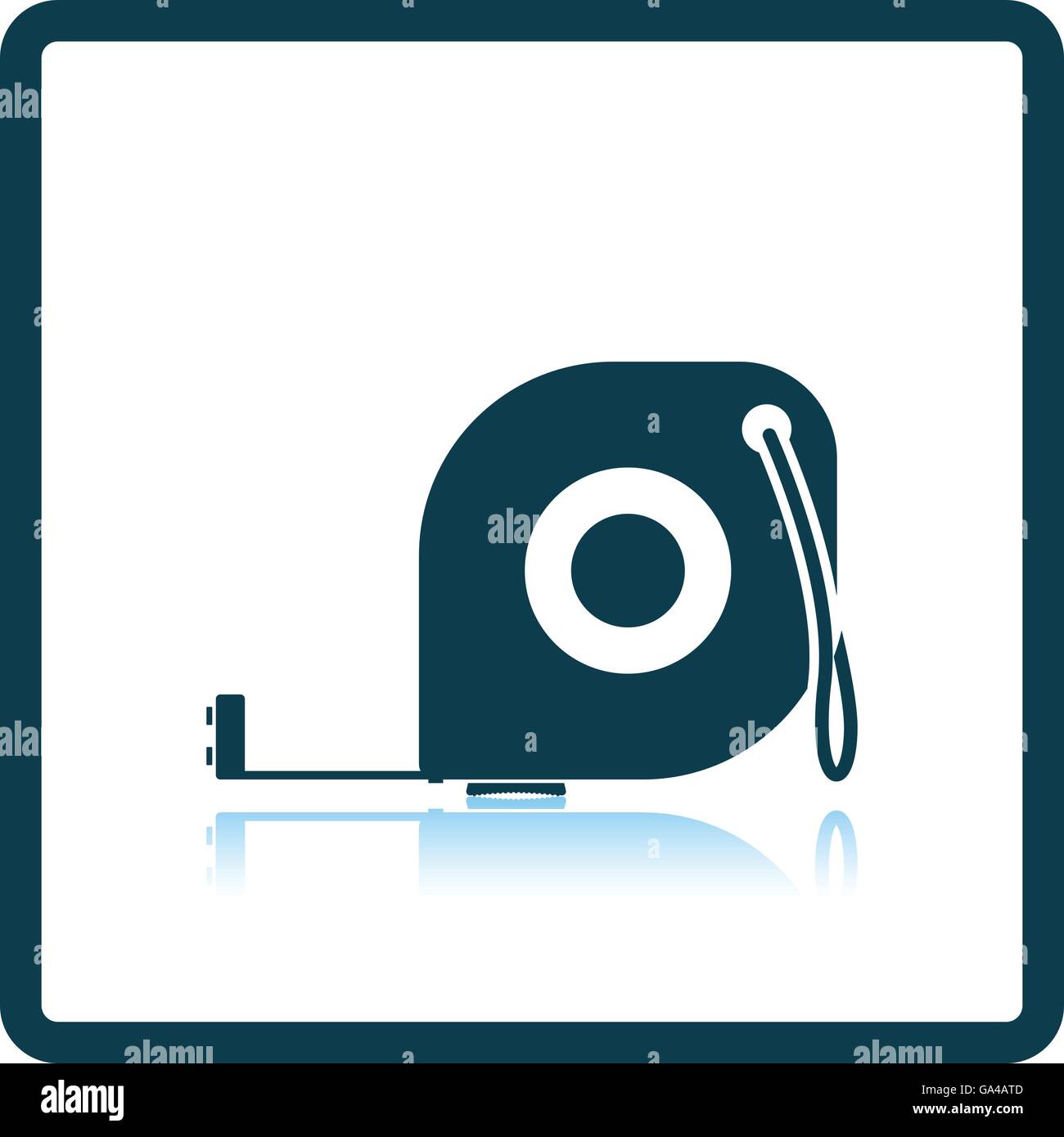 Icon of constriction tape measure. Shadow reflection design. Vector illustration. Stock Vector