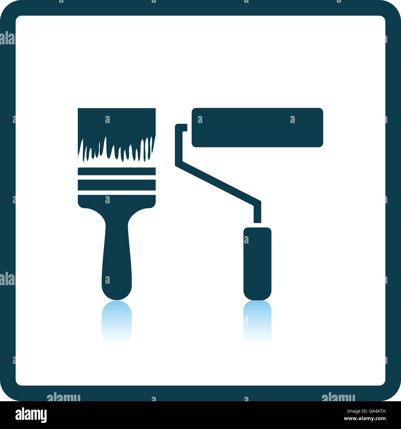 Icon of construction paint brushes. Shadow reflection design. Vector illustration. Stock Vector