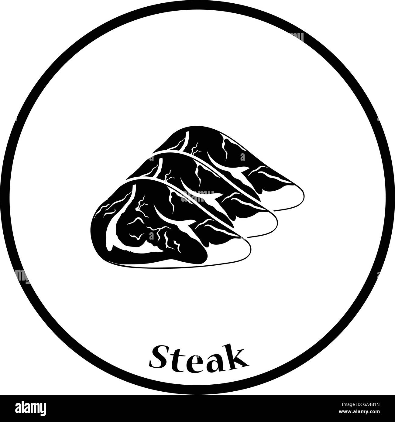 Raw meat steak icon. Thin circle design. Vector illustration Stock ...
