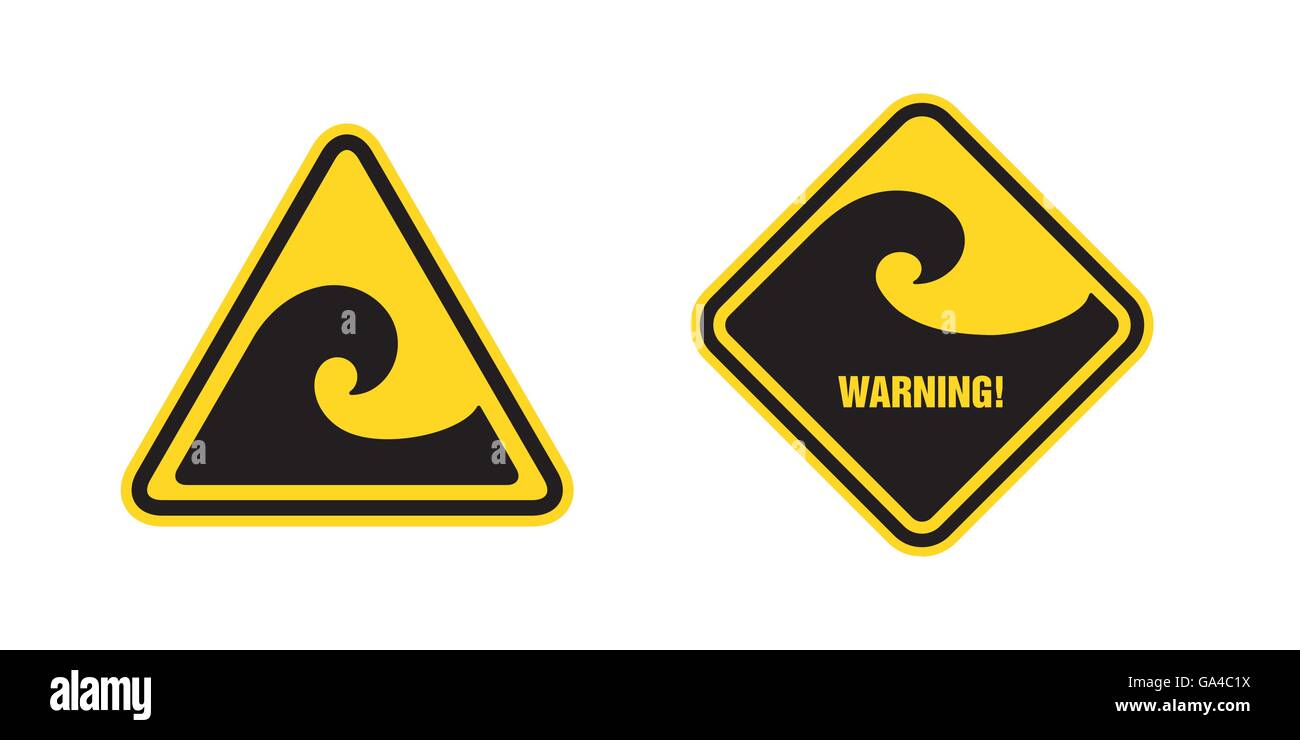 waves hazard warning sign Stock Vector
