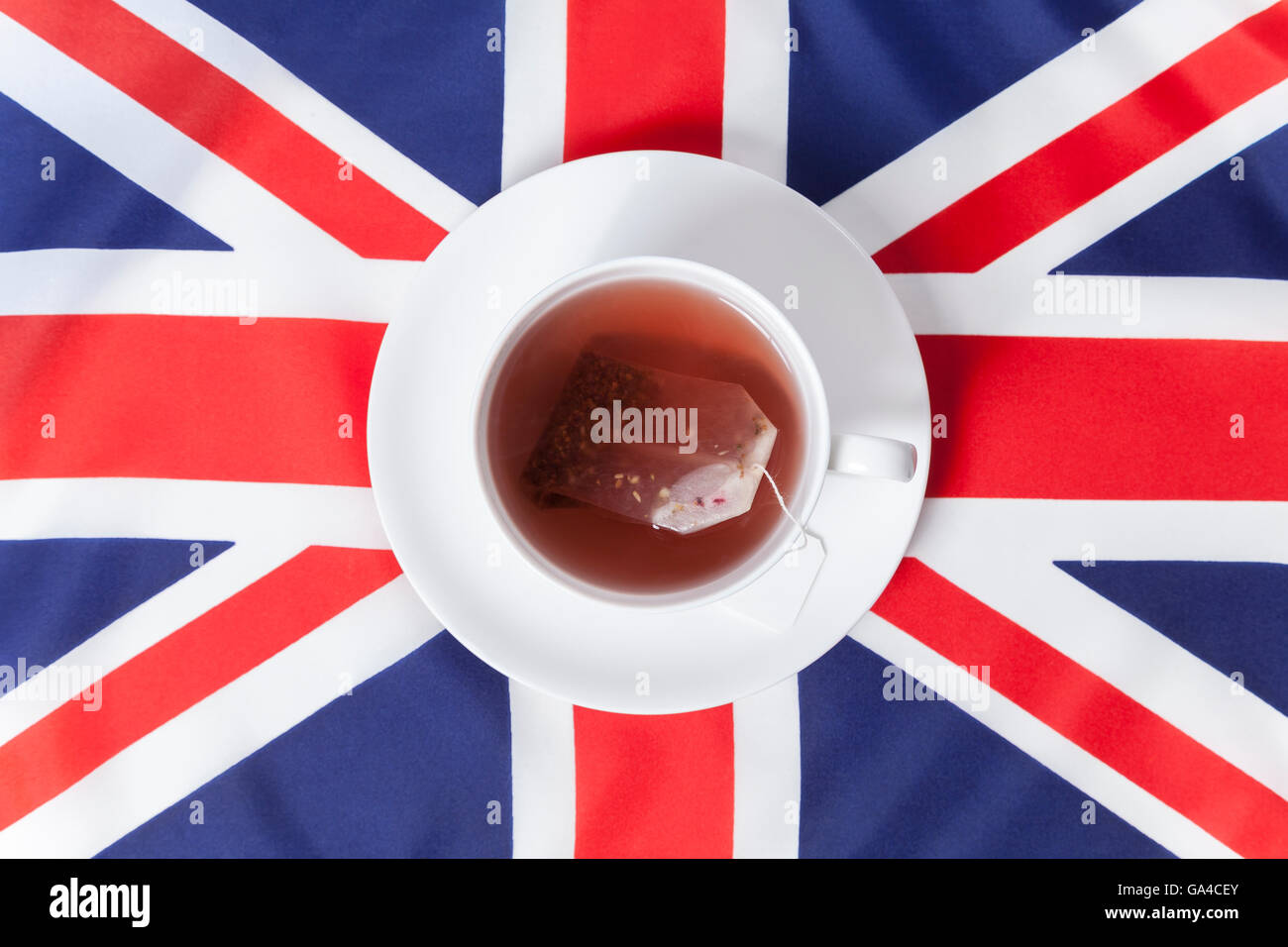 GB flag and a cup of tea (Brexit) Stock Photo