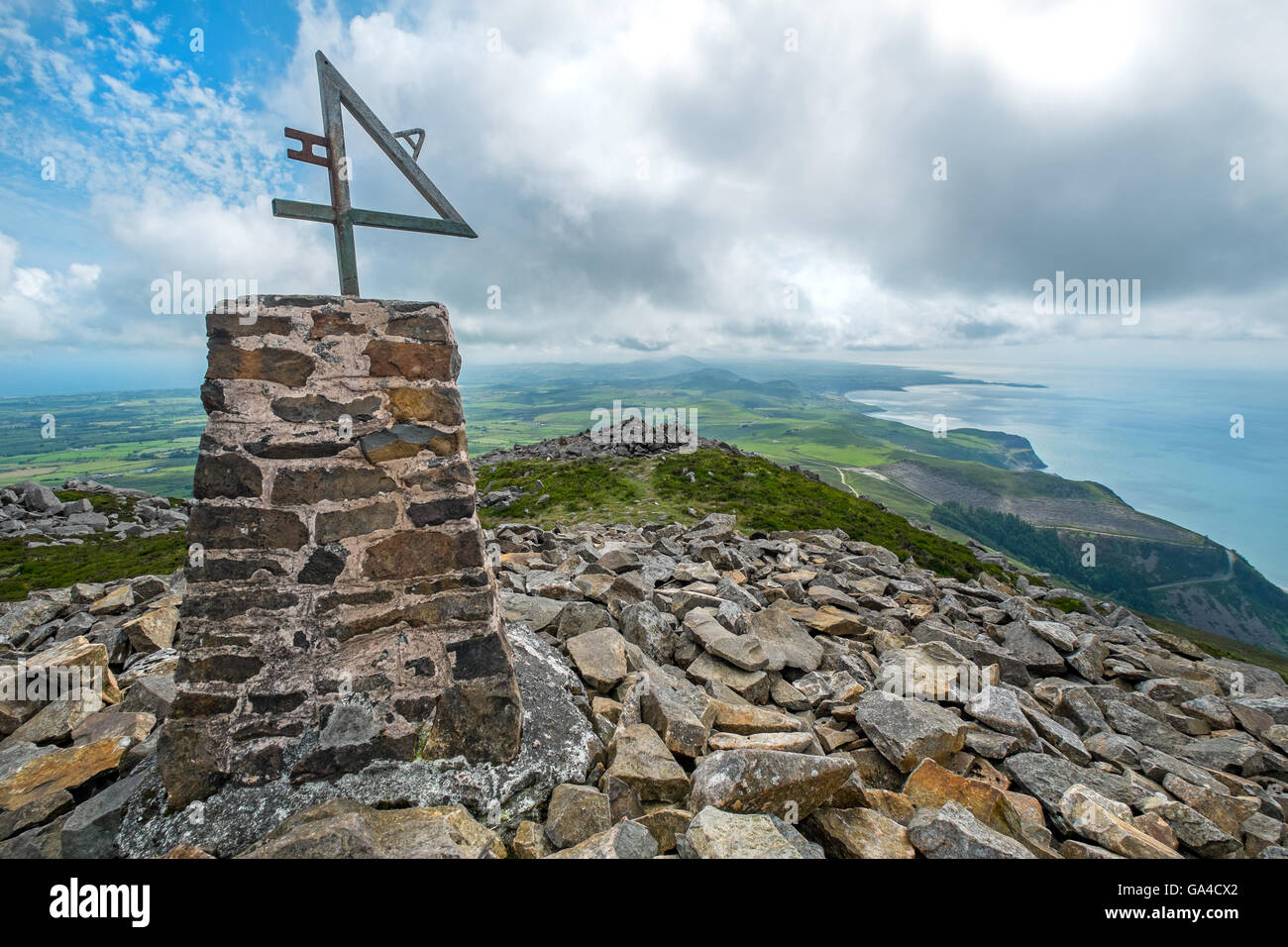 The summit of  Garn Ganol part of Yr Eifyl (The Rivals) on the north coast of the Lleyn Peninsula, North Wales Stock Photo
