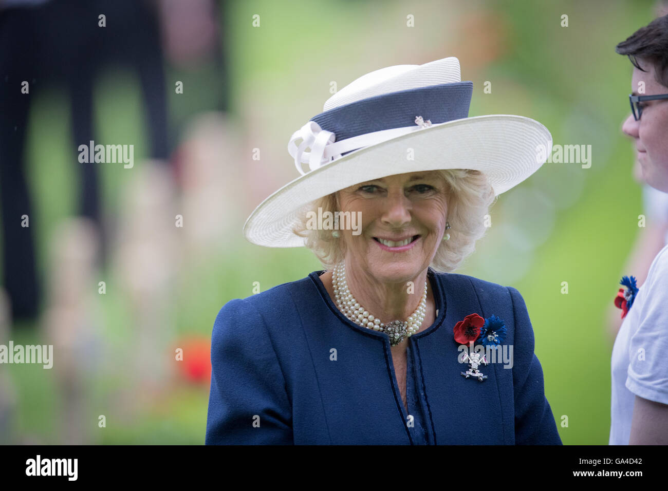 Britain's Camilla, Duchess of Cornwall, attends the 100th anniversary of the Battle of the Somme at Thiepval in northern France Stock Photo