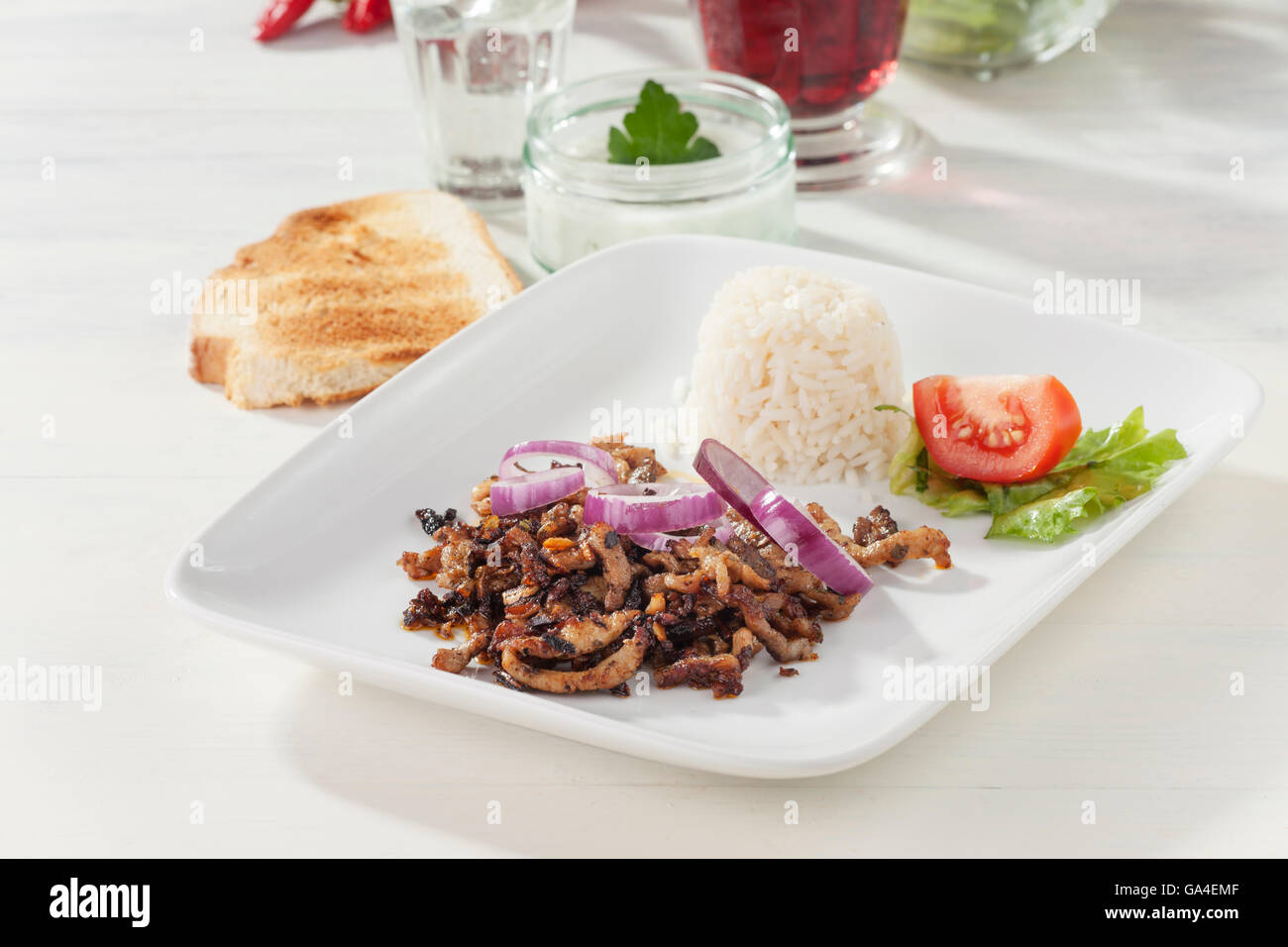 gyros meat on a plate Stock Photo Alamy