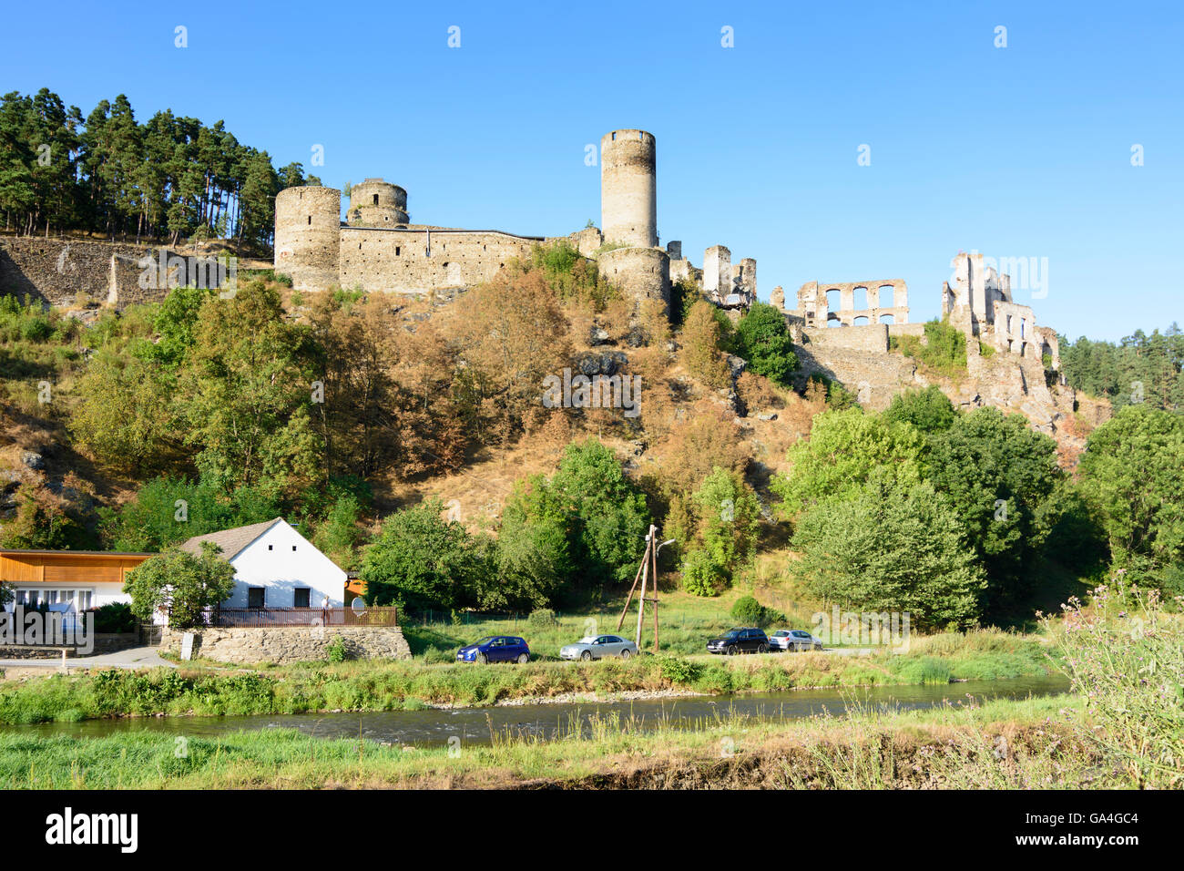 Raabs an der Thaya Kollmitz Castle in Kollmitzdörfl, river Thaya Austria Niederösterreich, Lower Austria Waldviertel Stock Photo