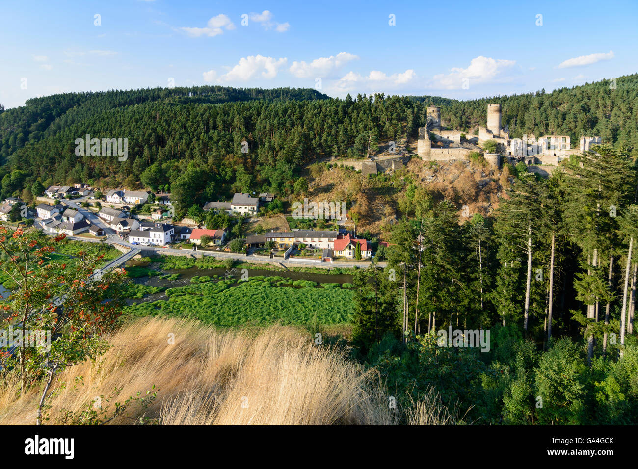 Raabs an der Thaya Kollmitz Castle in Kollmitzdörfl, river Thaya Austria Niederösterreich, Lower Austria Waldviertel Stock Photo