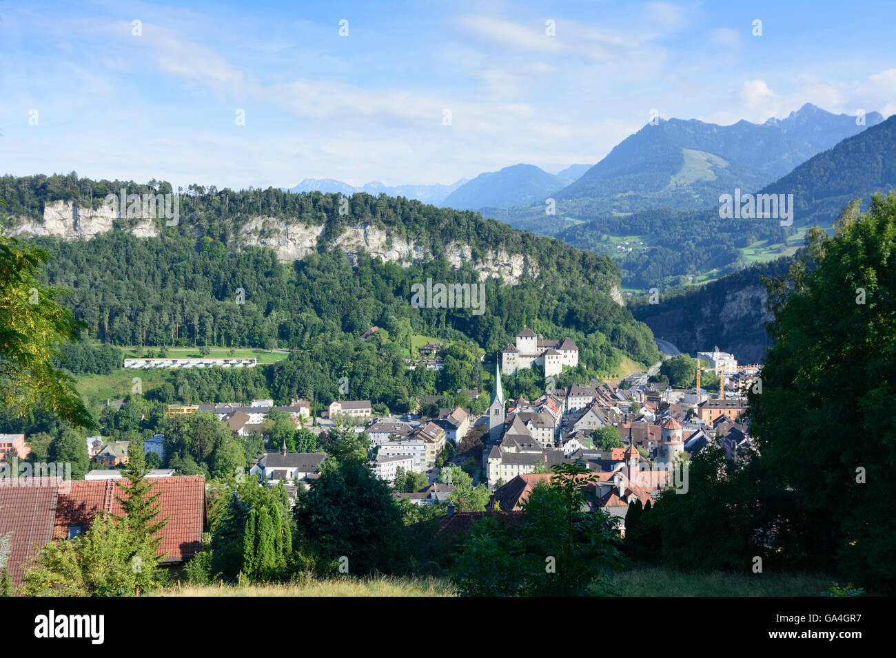 Feldkirch View from Ardetzenberg to the old city with the Schattenburg Castle Austria Vorarlberg Stock Photo