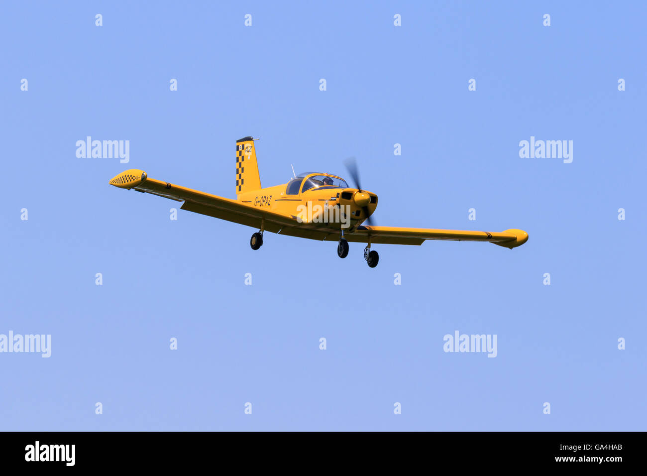 Pazmany PL-2 G-OPAZ landing at Sturgate Airfield Stock Photo