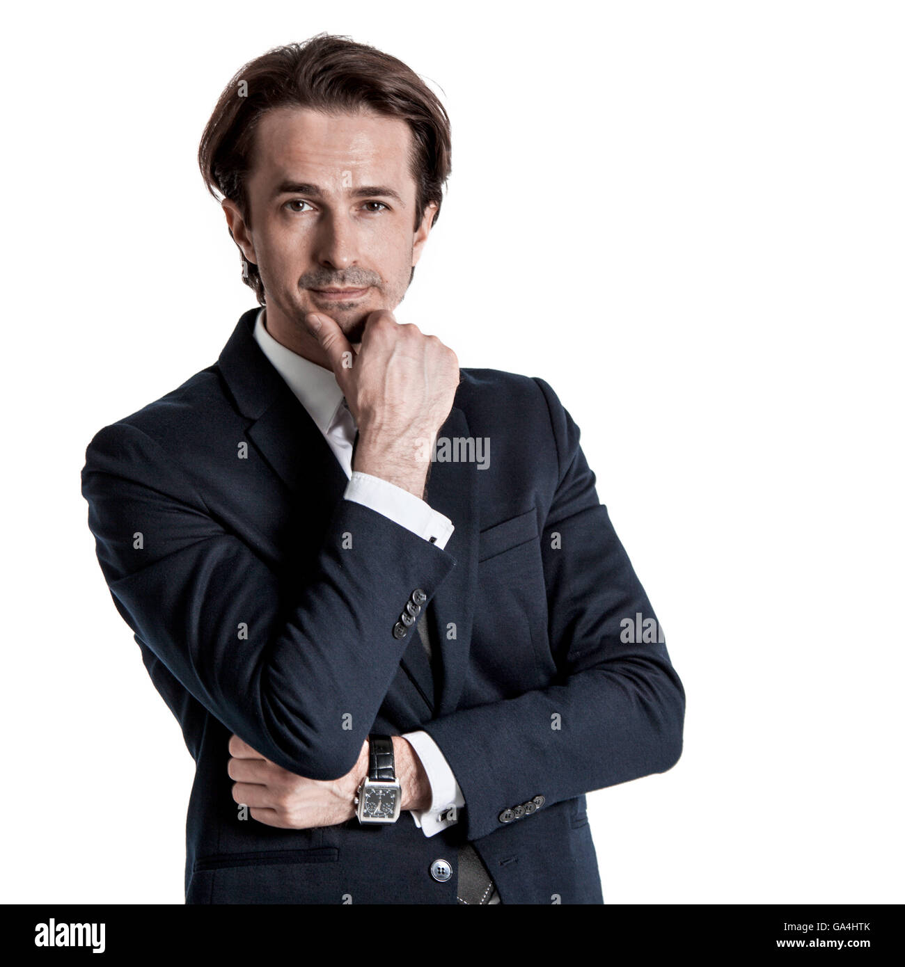 Portrait of businessman in suit isolated on white background Stock ...