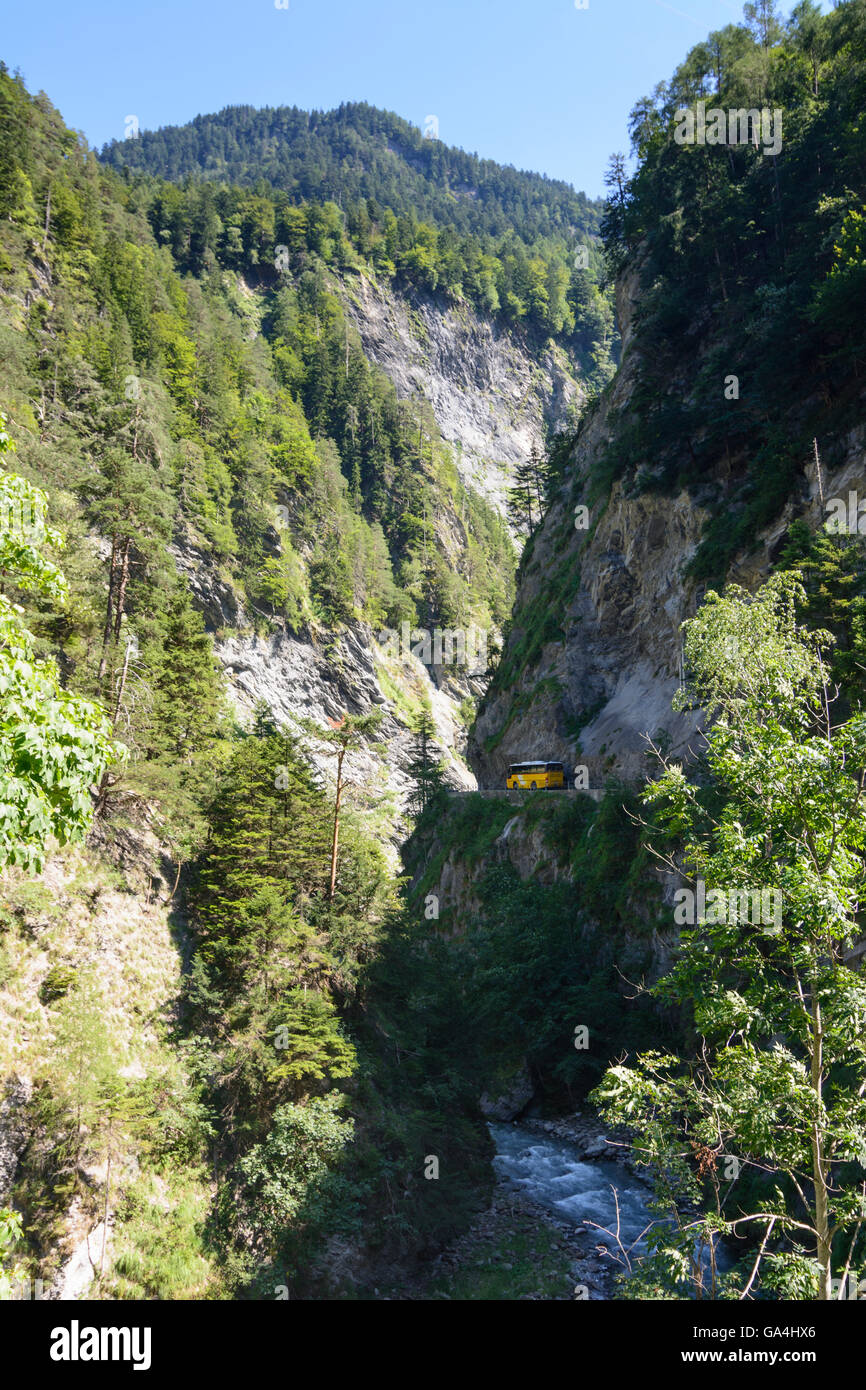 Bad Ragaz Tamina Gorge, bus Postbus Switzerland St. Gallen Sarganserland Stock Photo