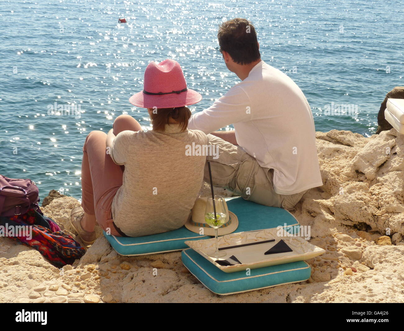 young couple,romance,leisure,daytrippers,nature,water,Rovinj,Croatia,Adriatic Stock Photo