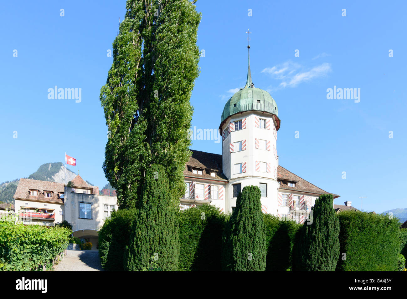 Zizers Lower Castle , now an old people's home , the St. Johannesstift Switzerland Graubünden, Grisons Bündner Herrschaft Stock Photo