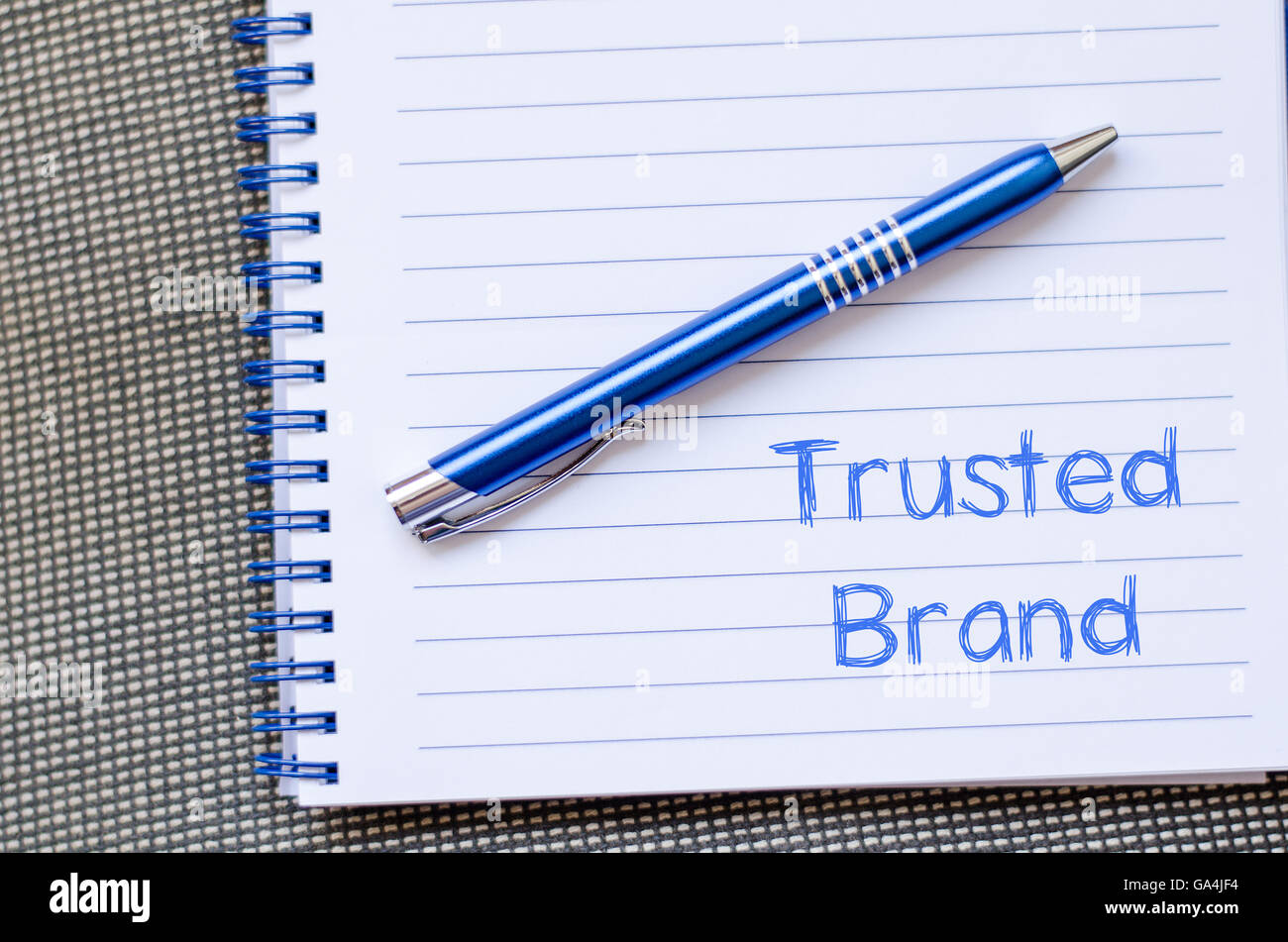 Trusted brand text concept write on notebook Stock Photo Alamy