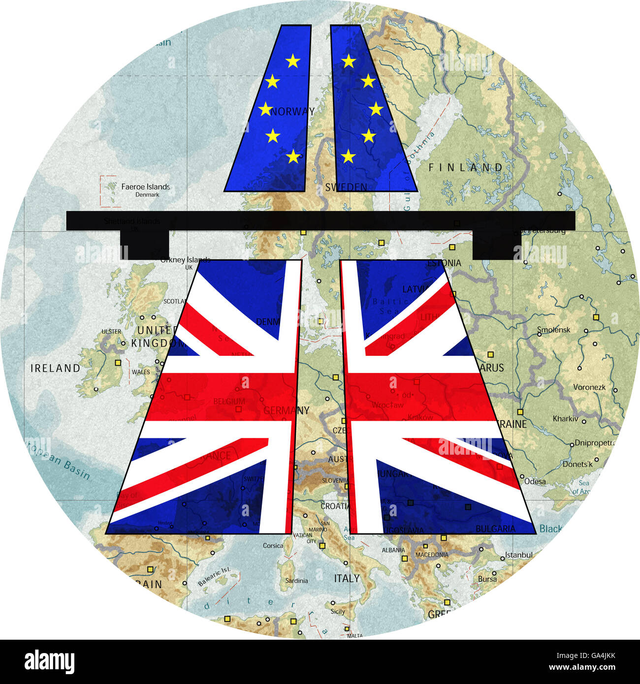 Splendid Isolation, UK closes its borders, United Kingdom UK leaving the EU Stock Photo