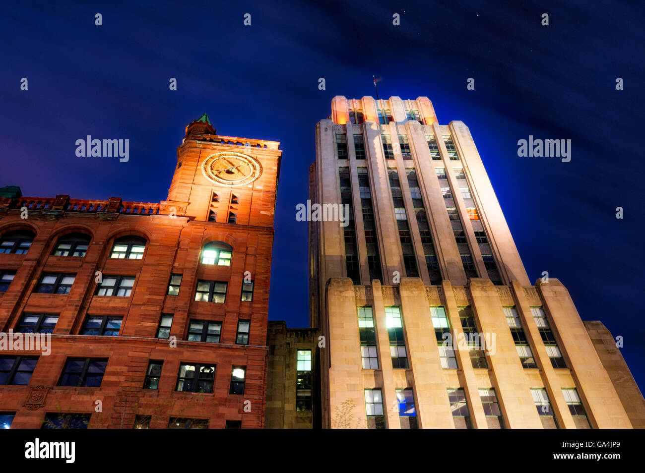 Looking up at the Aldred Building and the New York Life Building on