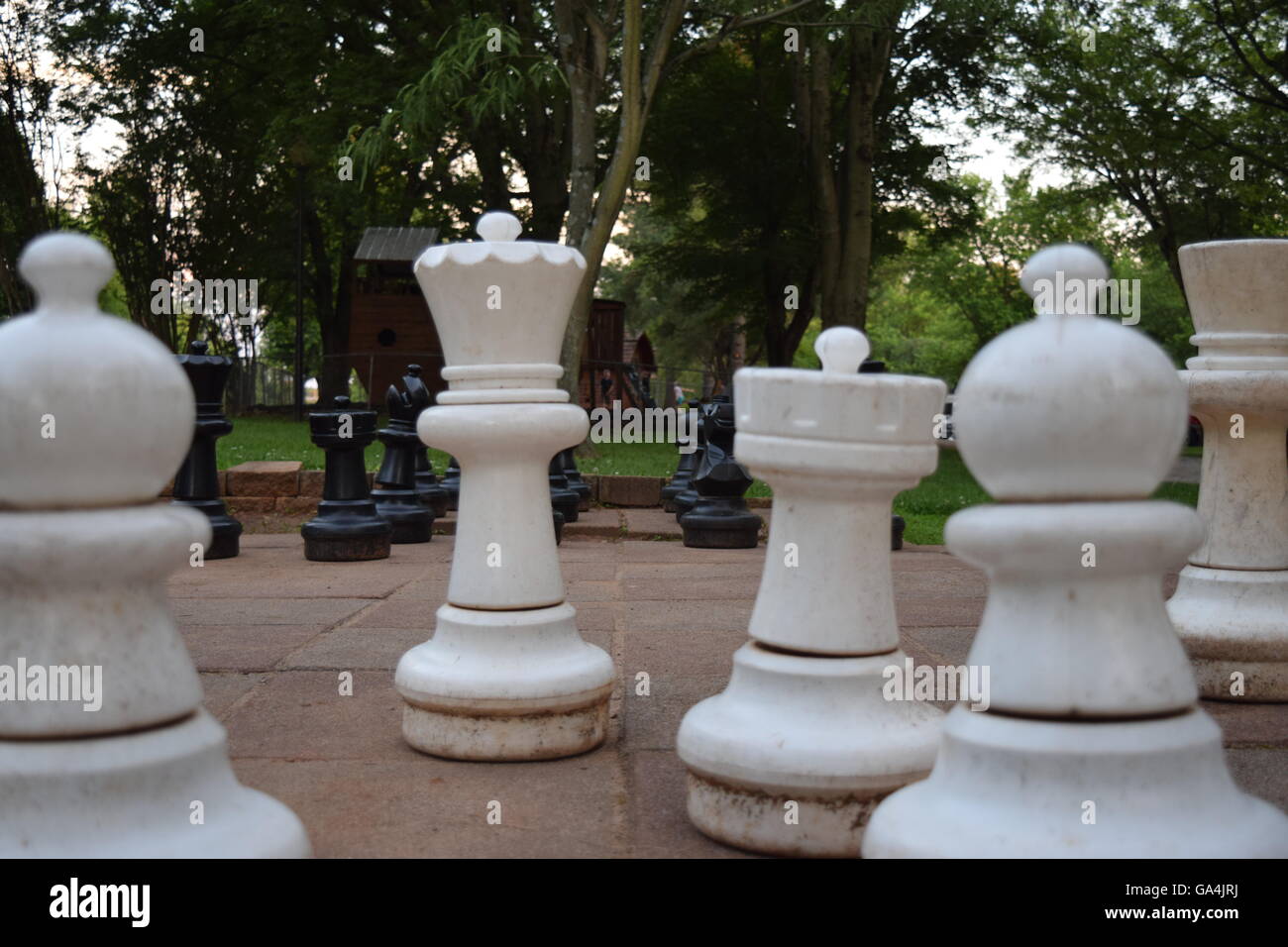 Oversized outdoor chess pieces Stock Photo Alamy