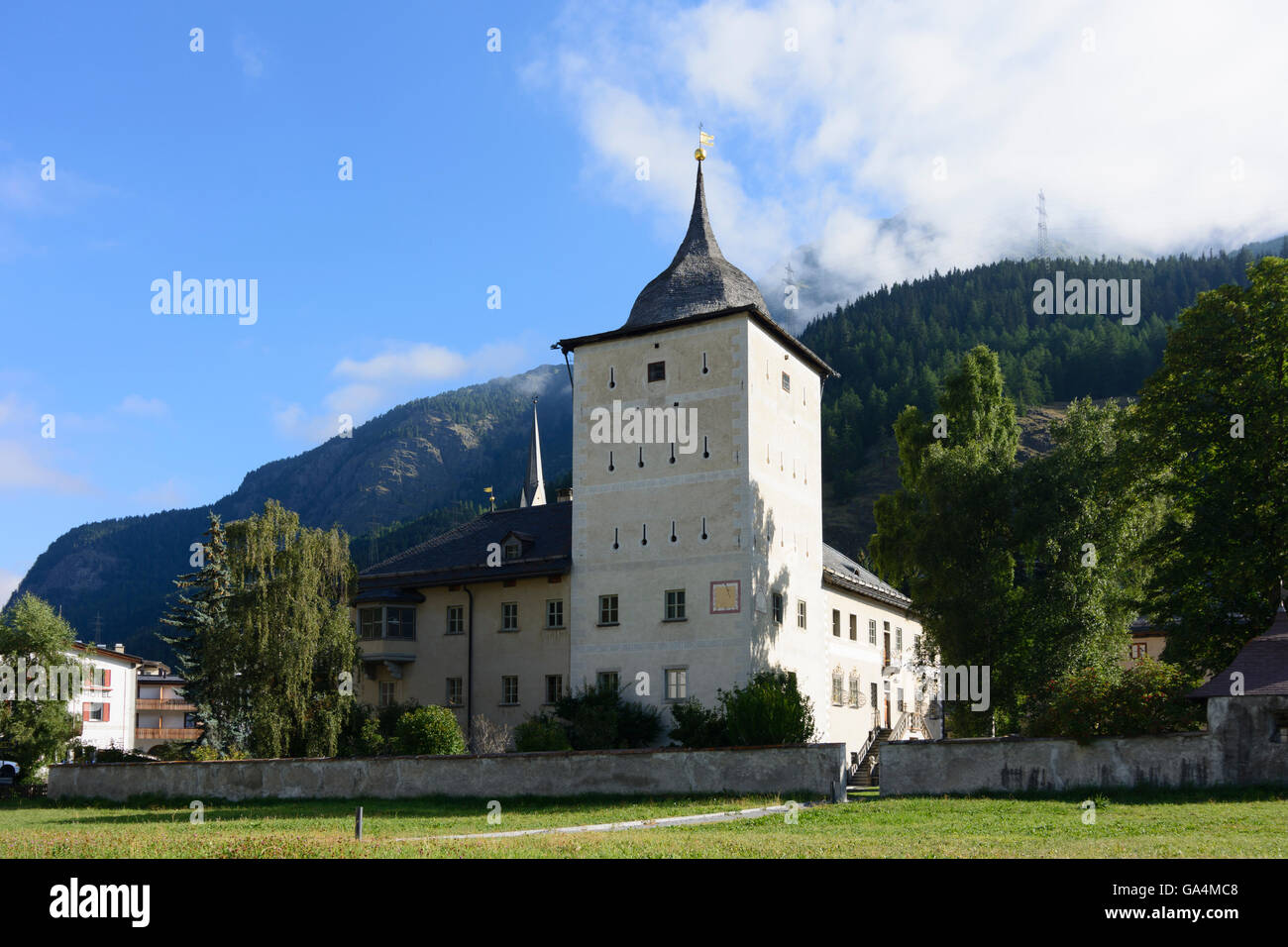 Zernez Wildberg Castle Switzerland Graubünden, Grisons Unterengadin, Lower Engadine Stock Photo