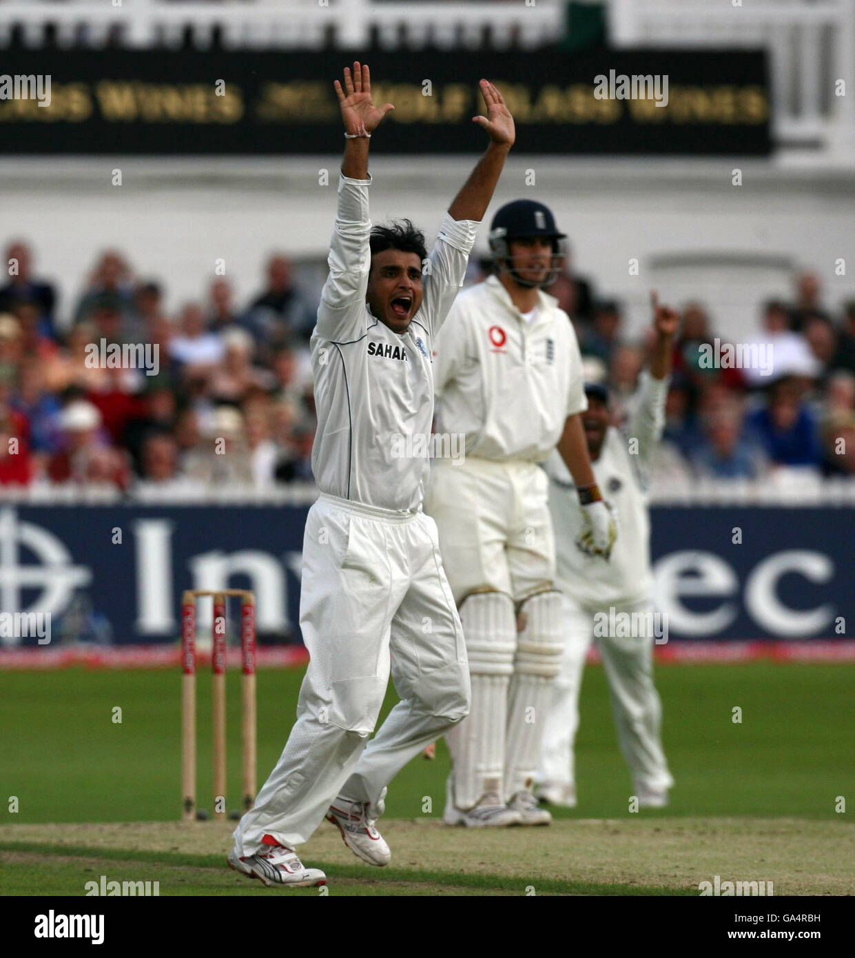 India's Sourav Ganguly celebrates after trapping England's Alastair Cook LBW during the Second npower Test match at Trent Bridge, Nottingham. Stock Photo