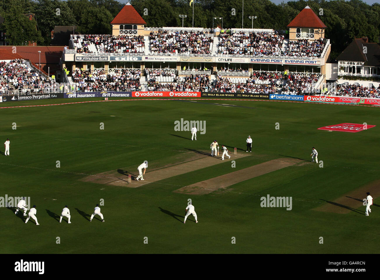 Cricket - npower Second Test - England v India - Day One - Trent Bridge. A general view of play between England and India during the Second npower Test match at Trent Bridge, Nottingham. Stock Photo