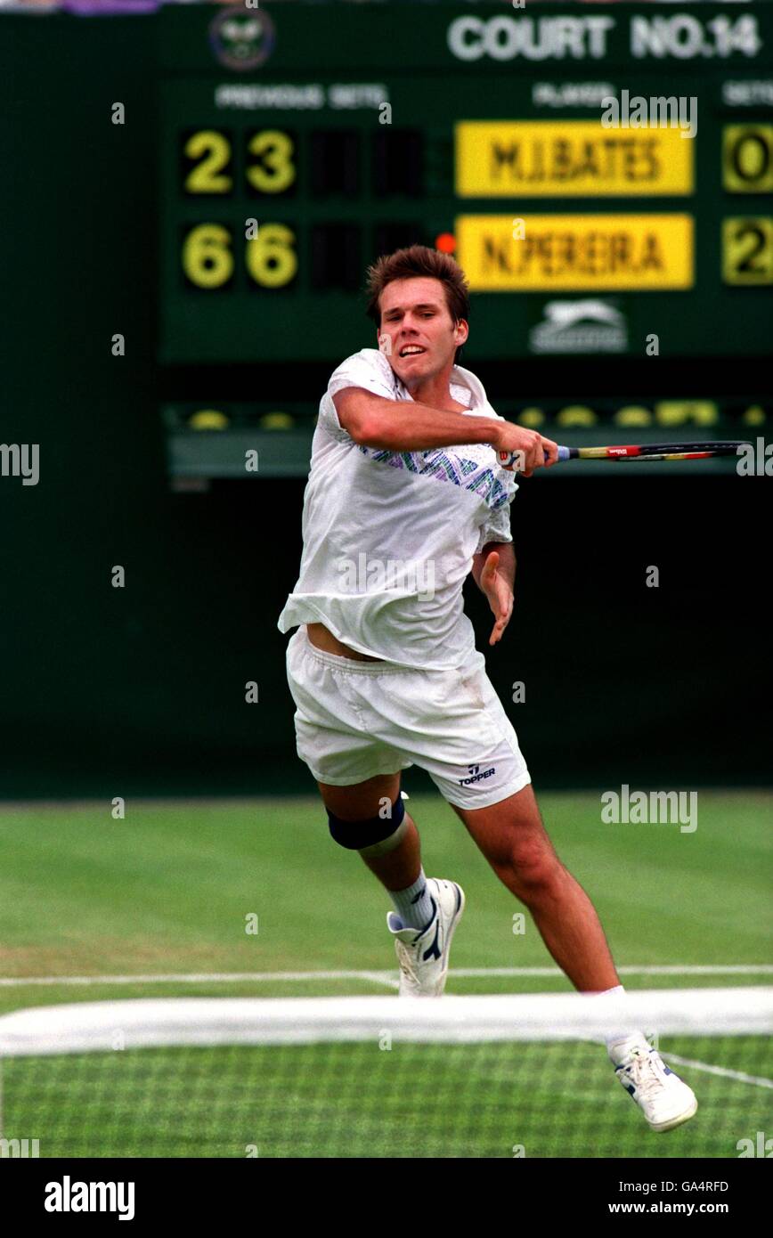 Tennis, Wimbledon 1996. Nicolas Pereira in action against Jeremy Bates  Stock Photo - Alamy