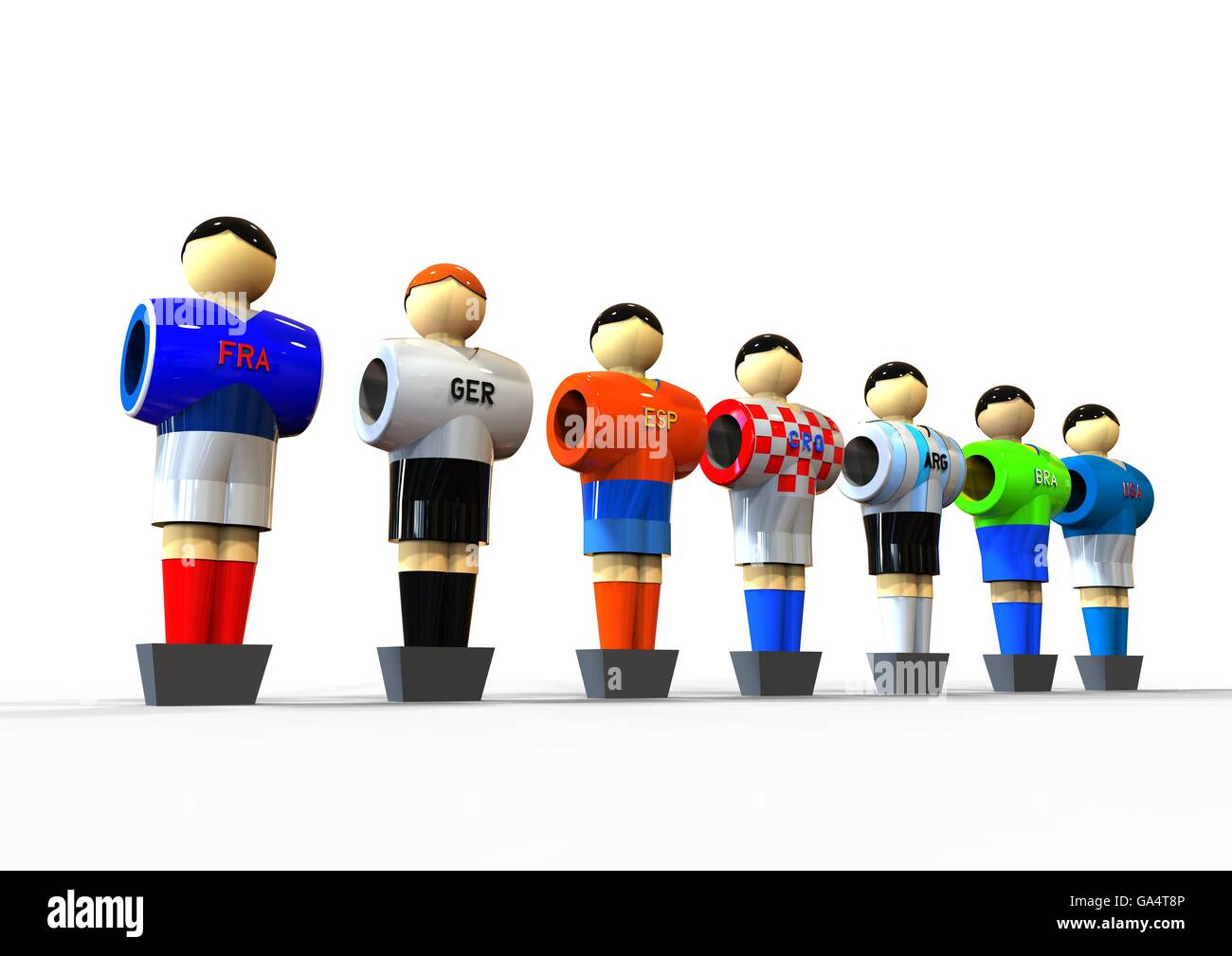 3D render image representing football players from different countrys Stock Photo