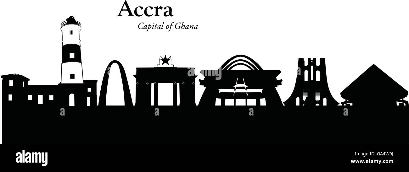 Vector illustration of the skyline of Accra, Ghana Stock Vector